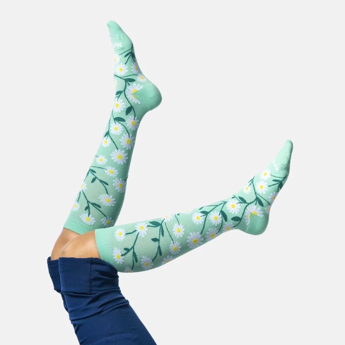 Teachers and retail workers adore the Flowers Compression Socks for their cheerful floral patterns.