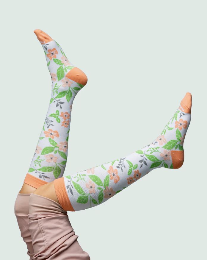 Teachers and retail workers adore the Flowers Compression Socks for their cheerful floral patterns.