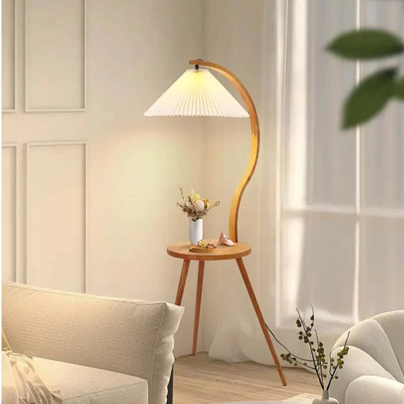 A Floor Lamp on Table: Timeless Retro Design for Stylish Interiors in wood