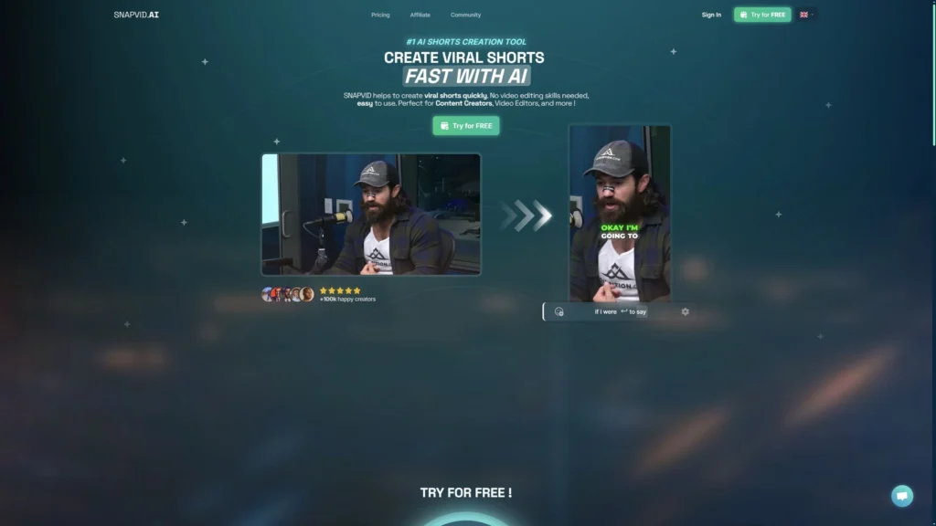 SnapVid - One of the Best AI Video Generators for Short-Form Viral Content